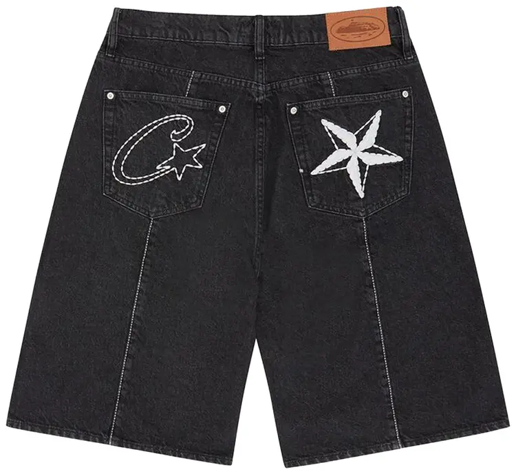 Corteiz island denim shorts BLACK