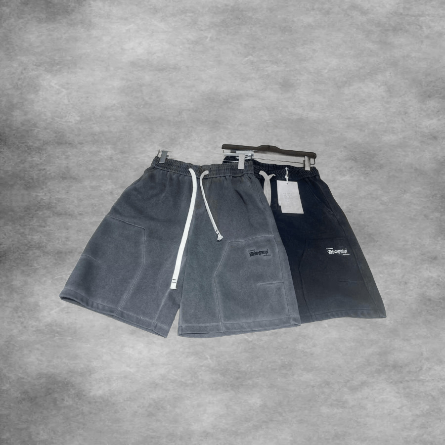 Gothic Script Shorts Grey Black