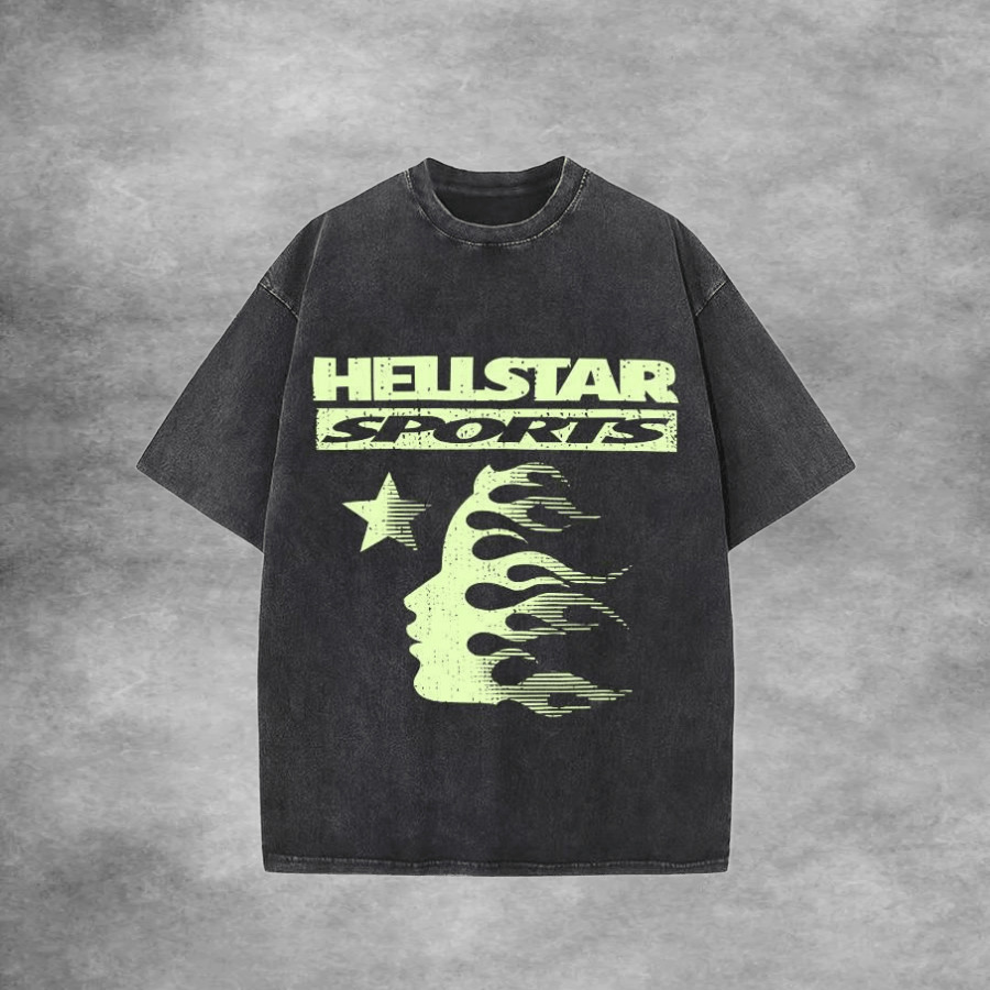 Hellstar Sports Tee Washed Black Green