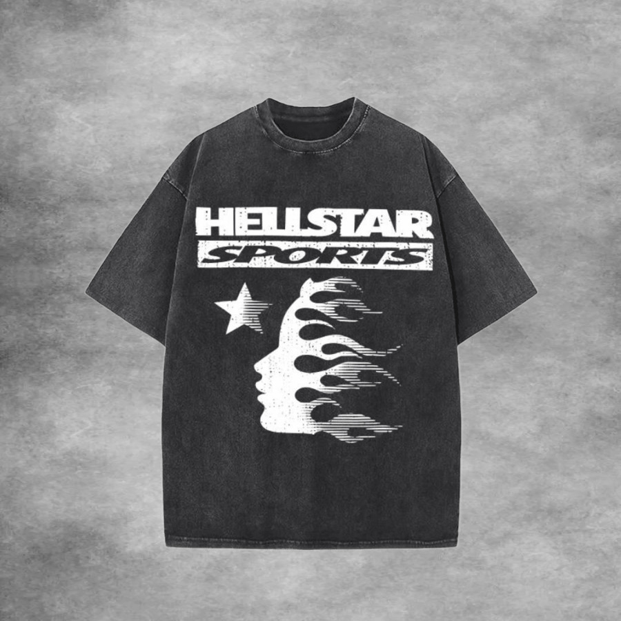 Hellstar Sports Tee Washed Black White