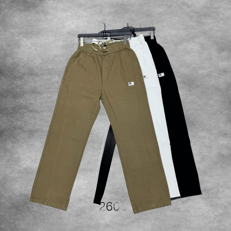R-Label Twill Pants Khaki White Black